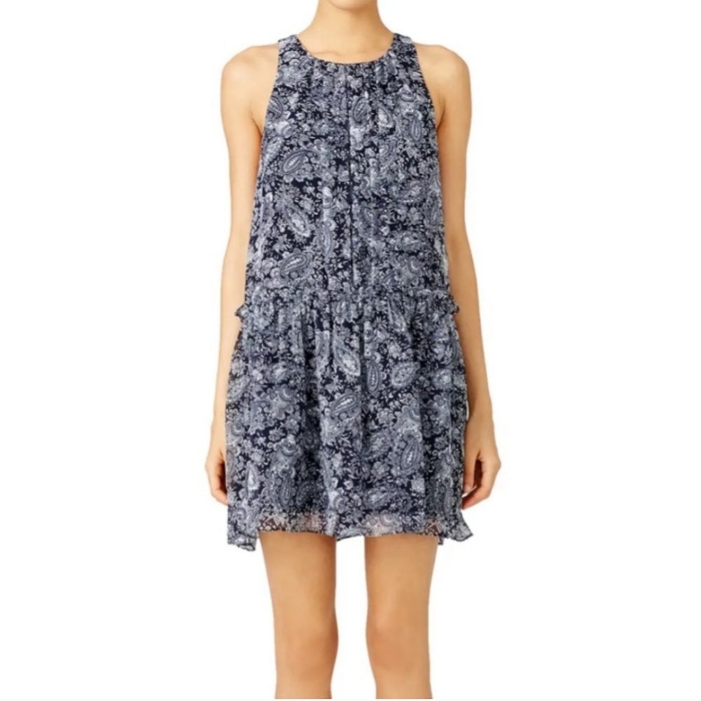 Likely Chiffon Bayard Navy Blue Paisley Shift Dress